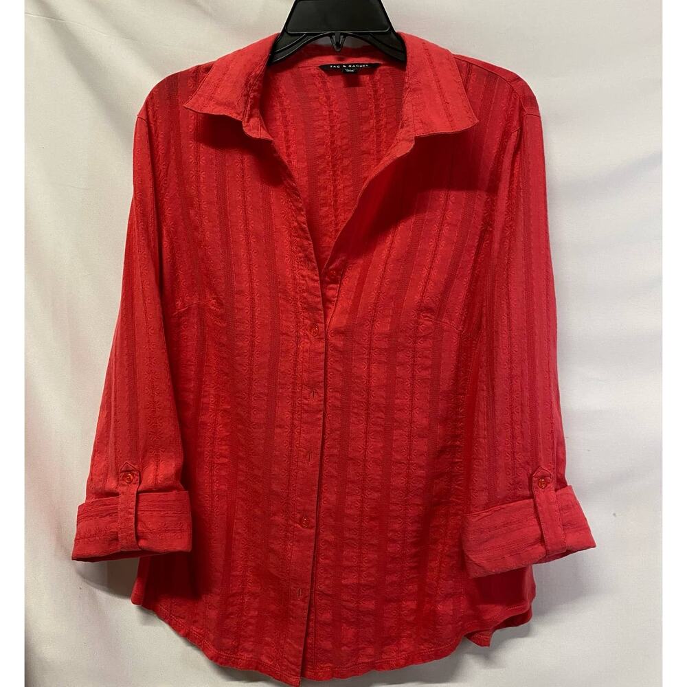 Zac & Rachael Button Down Pink Woman's Lace front Size XL Cuff  Button Sleeve